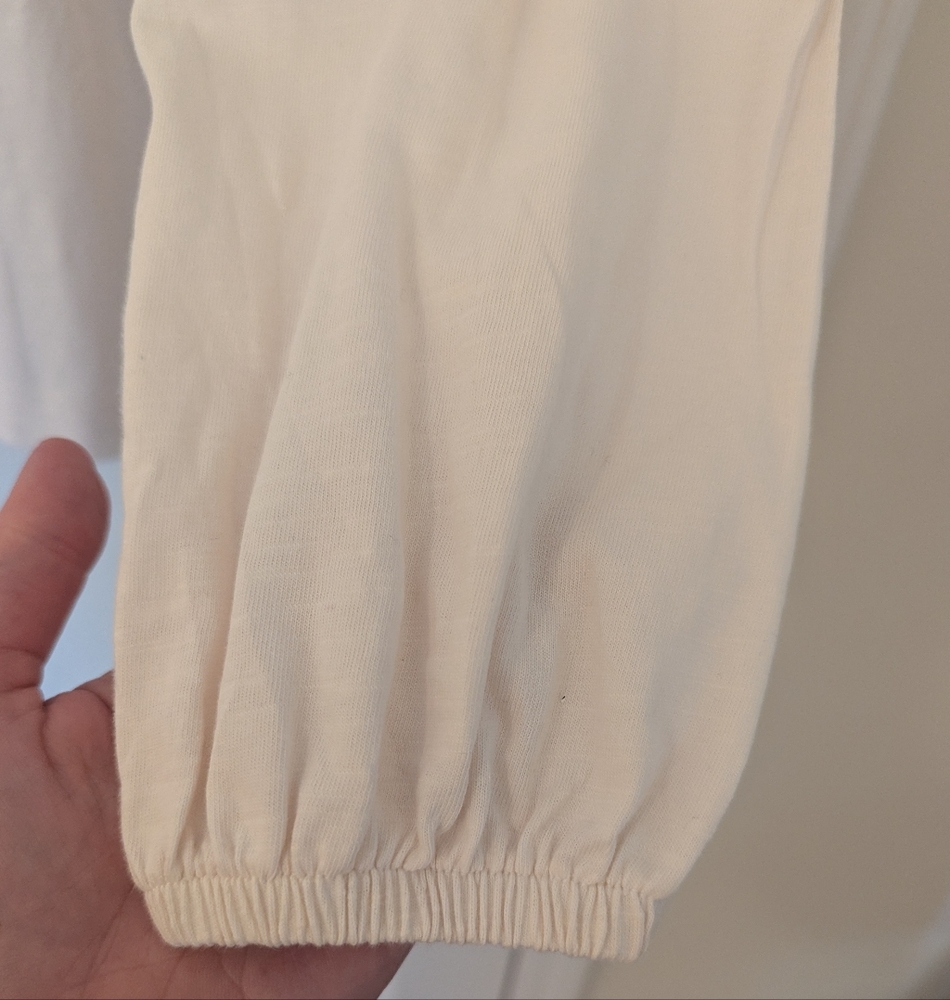 LOFT Cream Long Sleeve Top with Pink heart Embroidery - Picture 2 of 4
